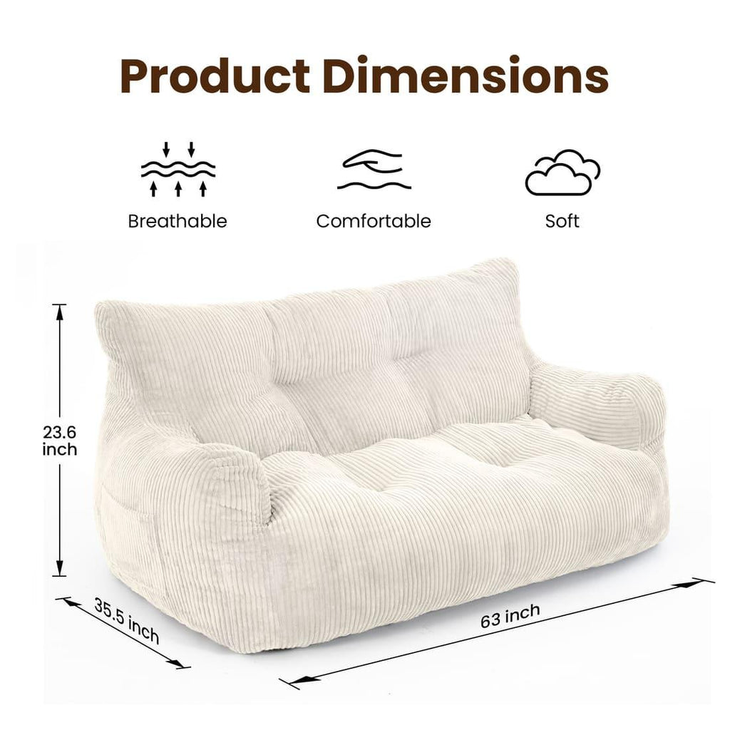 Pamapic 2-Seat Structured Big Bean Bag Chairs for Adult