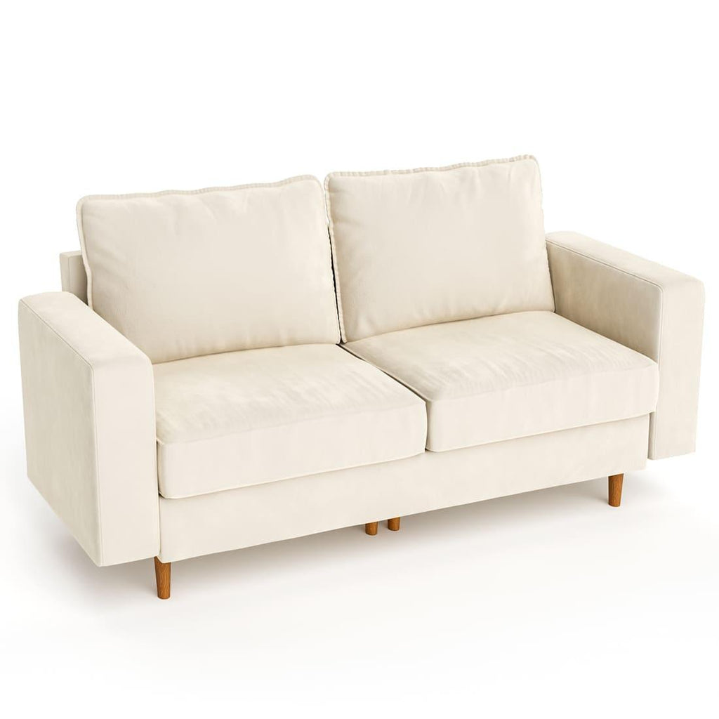 Pamapic 81" Modern Loveseat Sofa with Comfy Dutch Velvet Cushion, Cream
