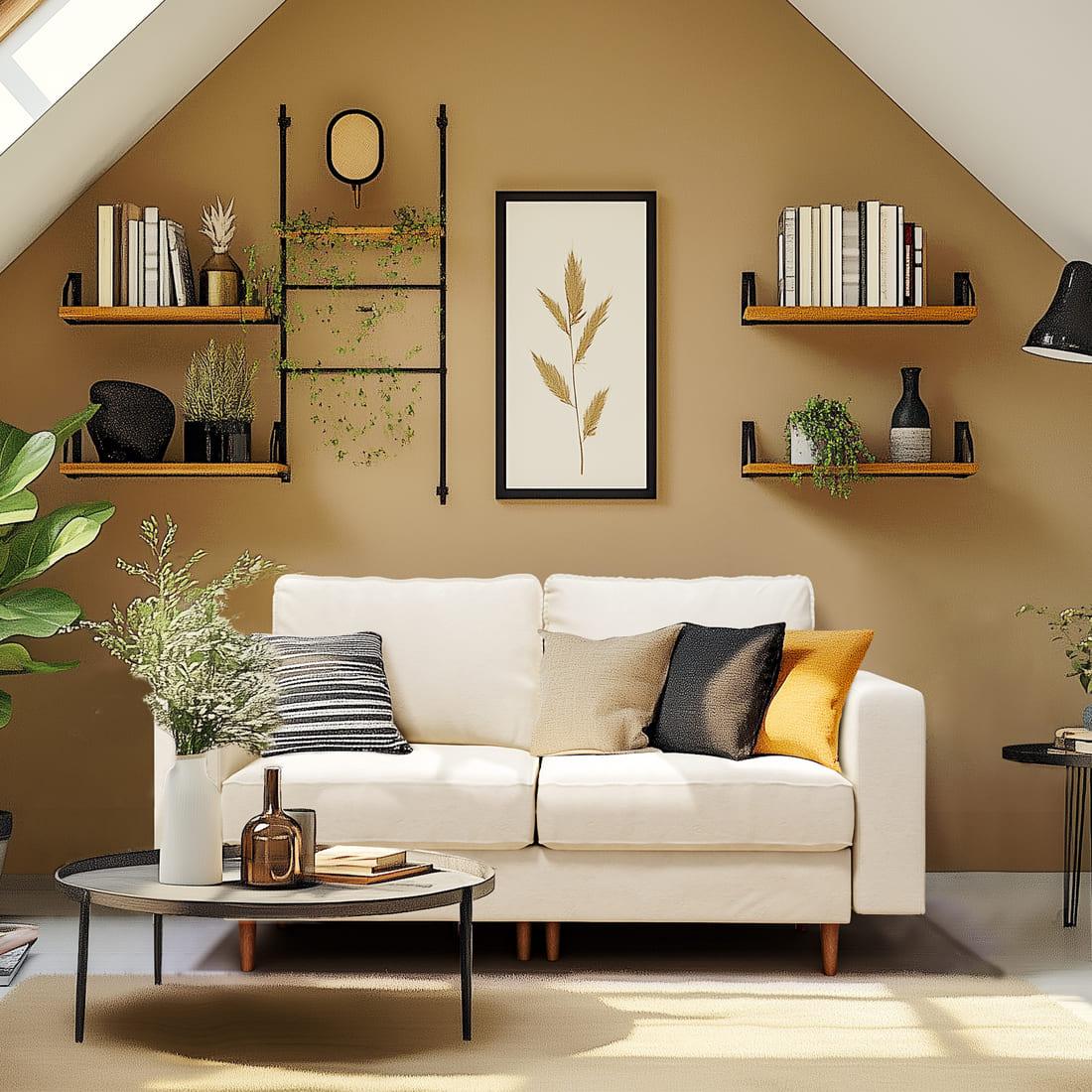 Pamapic 81" Modern Loveseat Sofa with Comfy Dutch Velvet Cushion, Cream