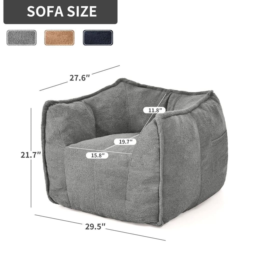 Pamapic Bean Bag Chair for Teens & Kids with Teddy Fleece Fabric