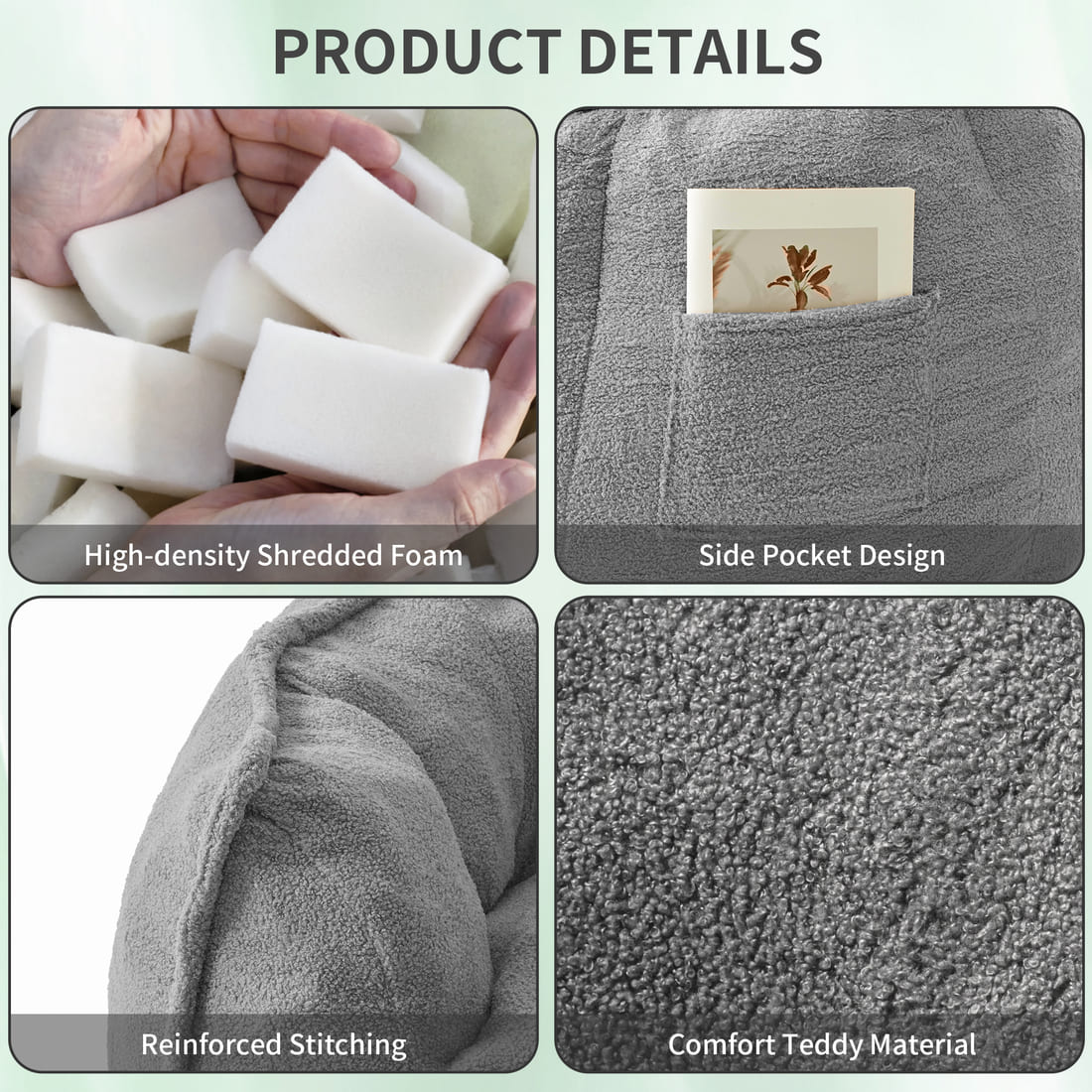 Pamapic Bean Bag Chair for Teens & Kids with Teddy Fleece Fabric