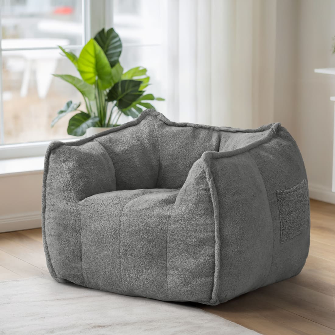 Pamapic Bean Bag Chair for Teens & Kids with Teddy Fleece Fabric