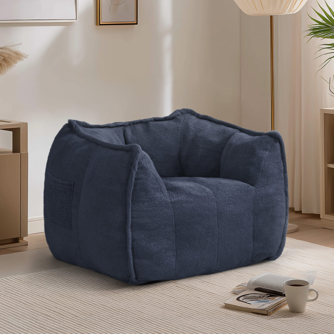 Pamapic Bean Bag Chair for Teens & Kids with Teddy Fleece Fabric