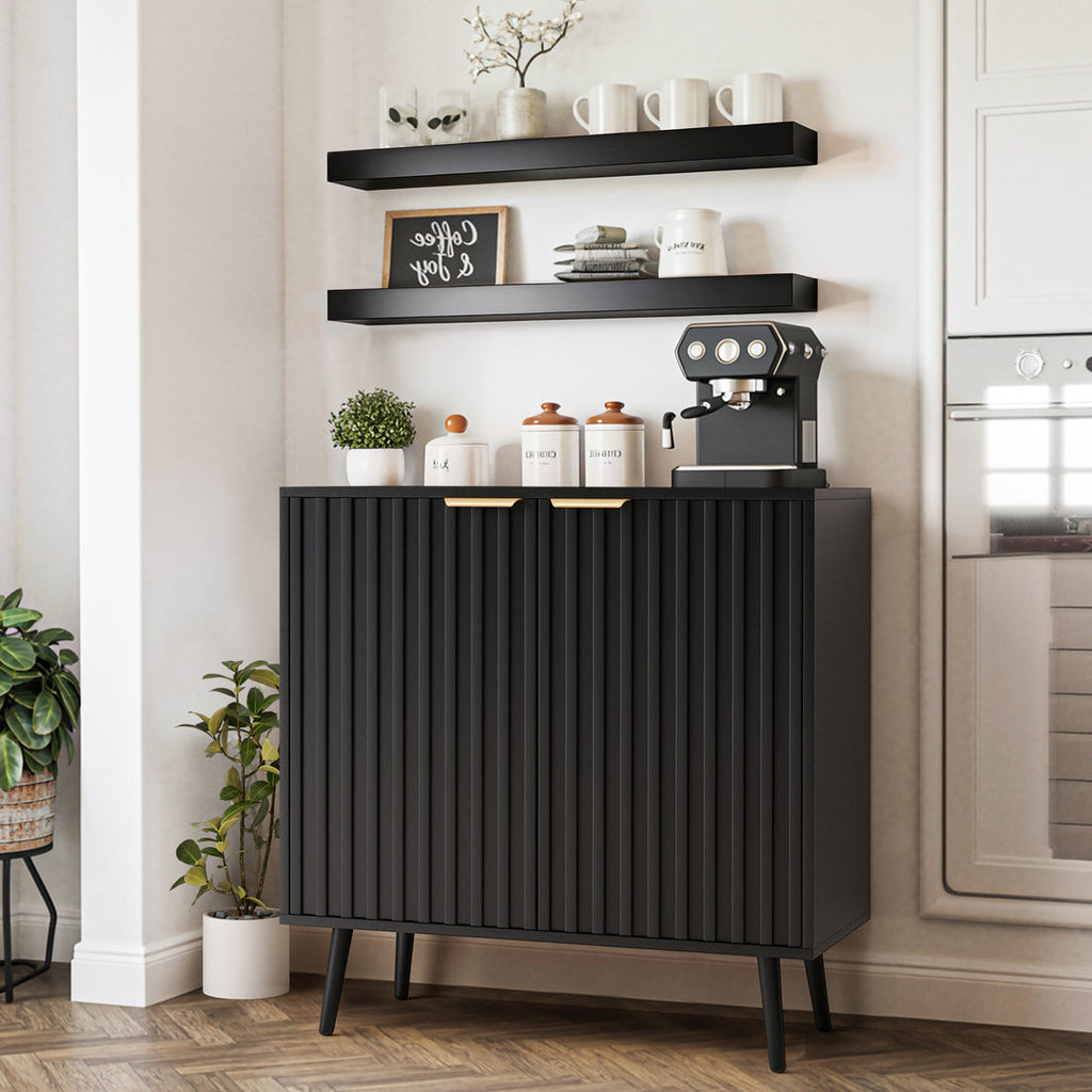 Pamapic Fluted Sideboard Cabinet with Adjustable Shelves for Living Room, Hallway, Entryway, Dining Room