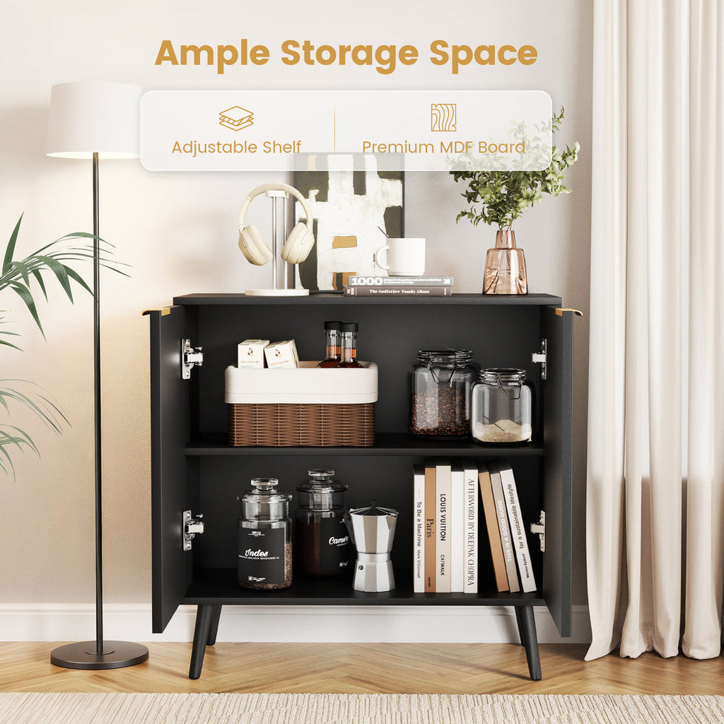 Pamapic Fluted Sideboard Cabinet with Adjustable Shelves for Living Room, Hallway, Entryway, Dining Room