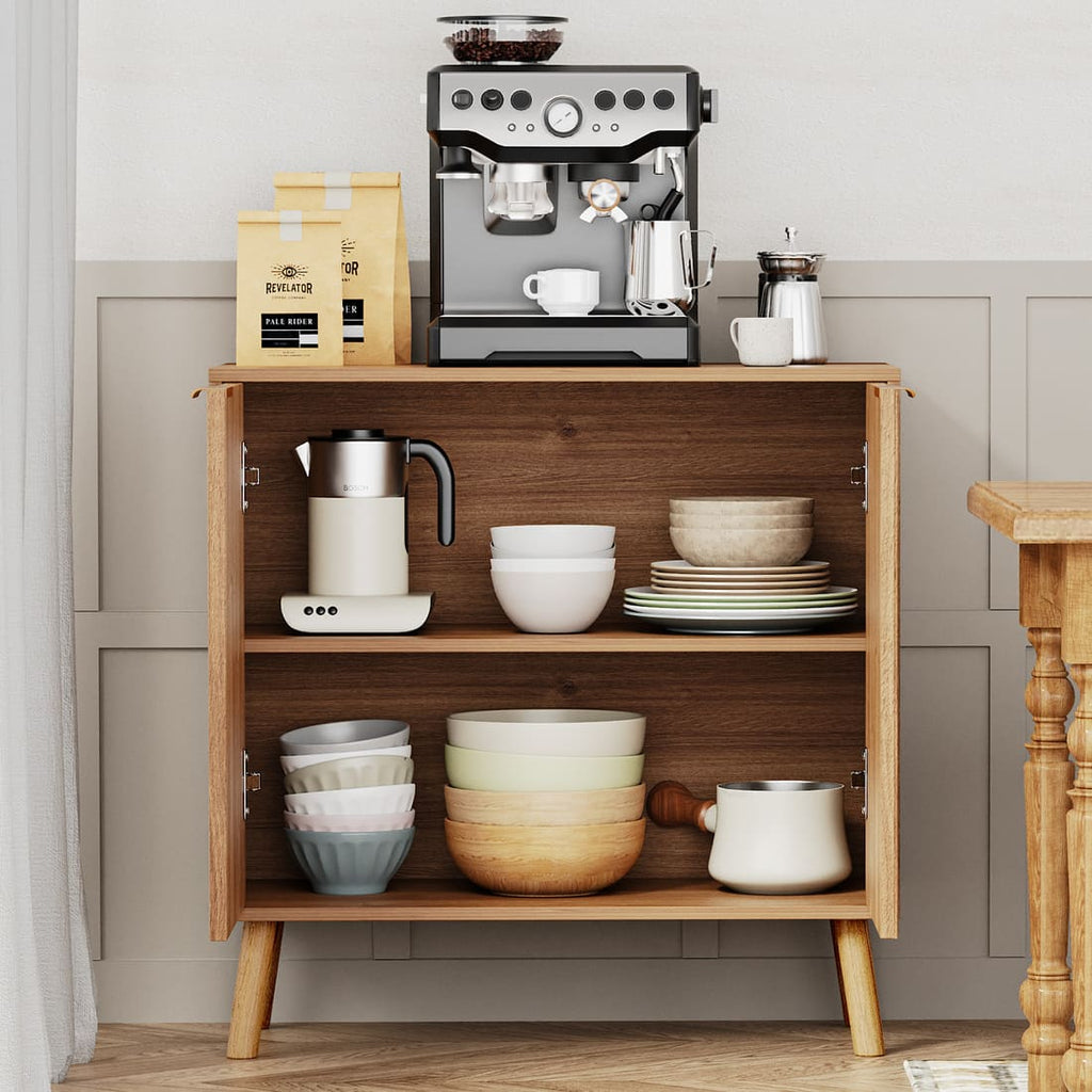 Pamapic Fluted Sideboard Cabinet with Adjustable Shelves for Living Room, Hallway, Entryway, Dining Room