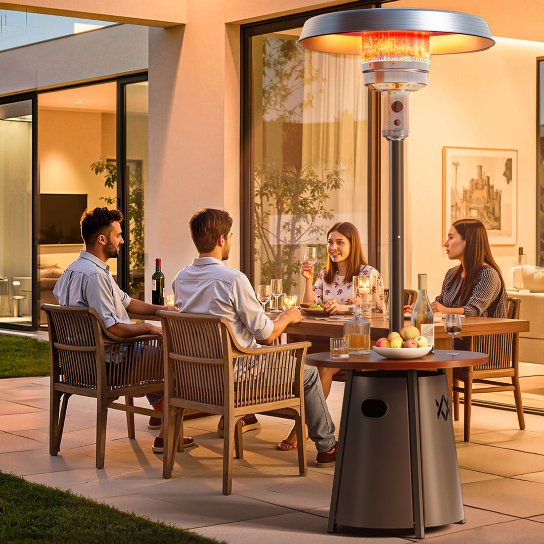 Pamapic 50,000 BTU Patio Propane Heater with 27.6" Round Table Design for Porch, Garden, Residential & Commercial Use