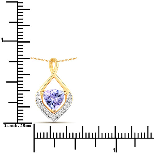 0.96 Carat Genuine Tanzanite and White Topaz .925 Sterling Silver Pendant