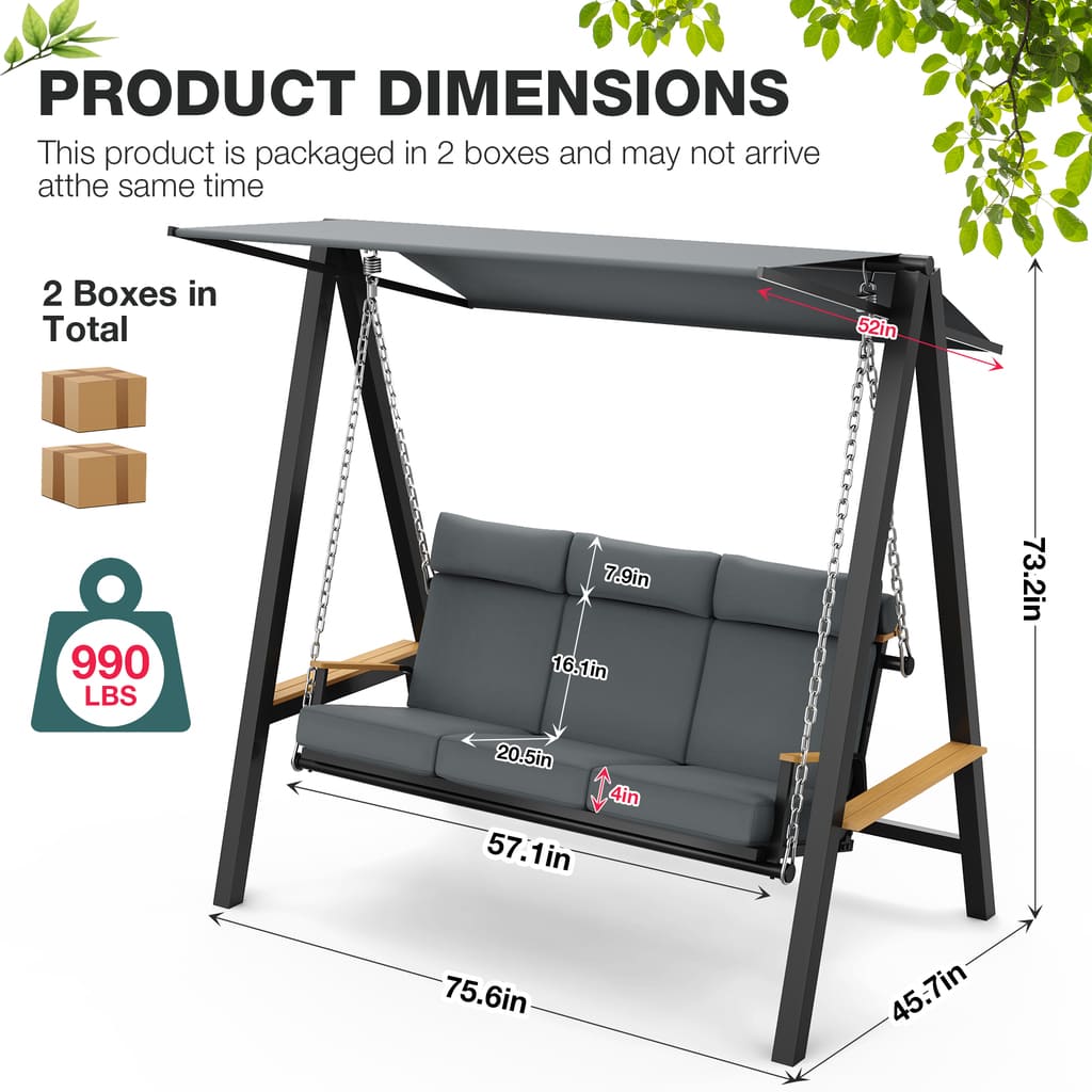 Forge Patio Swing, 3-Seat