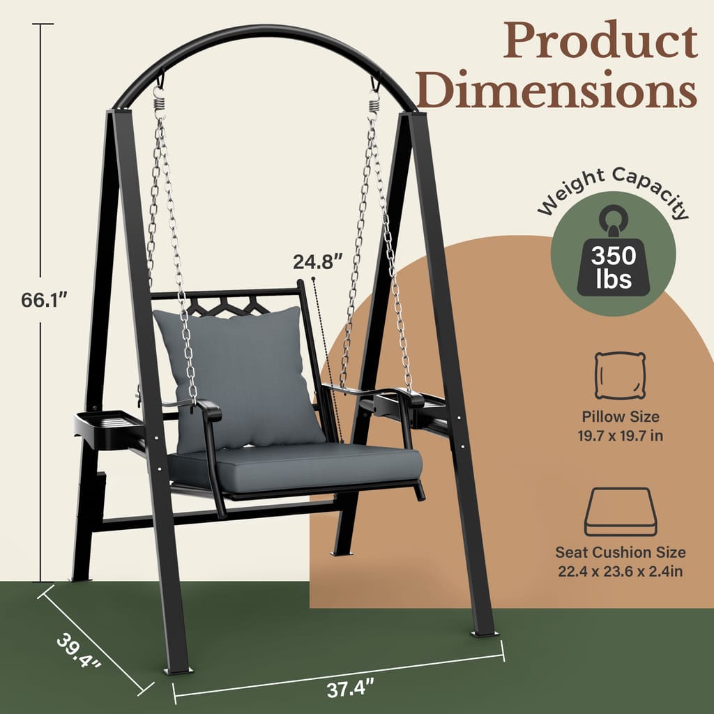 Forge Porch Swing Chair, 1-Seat