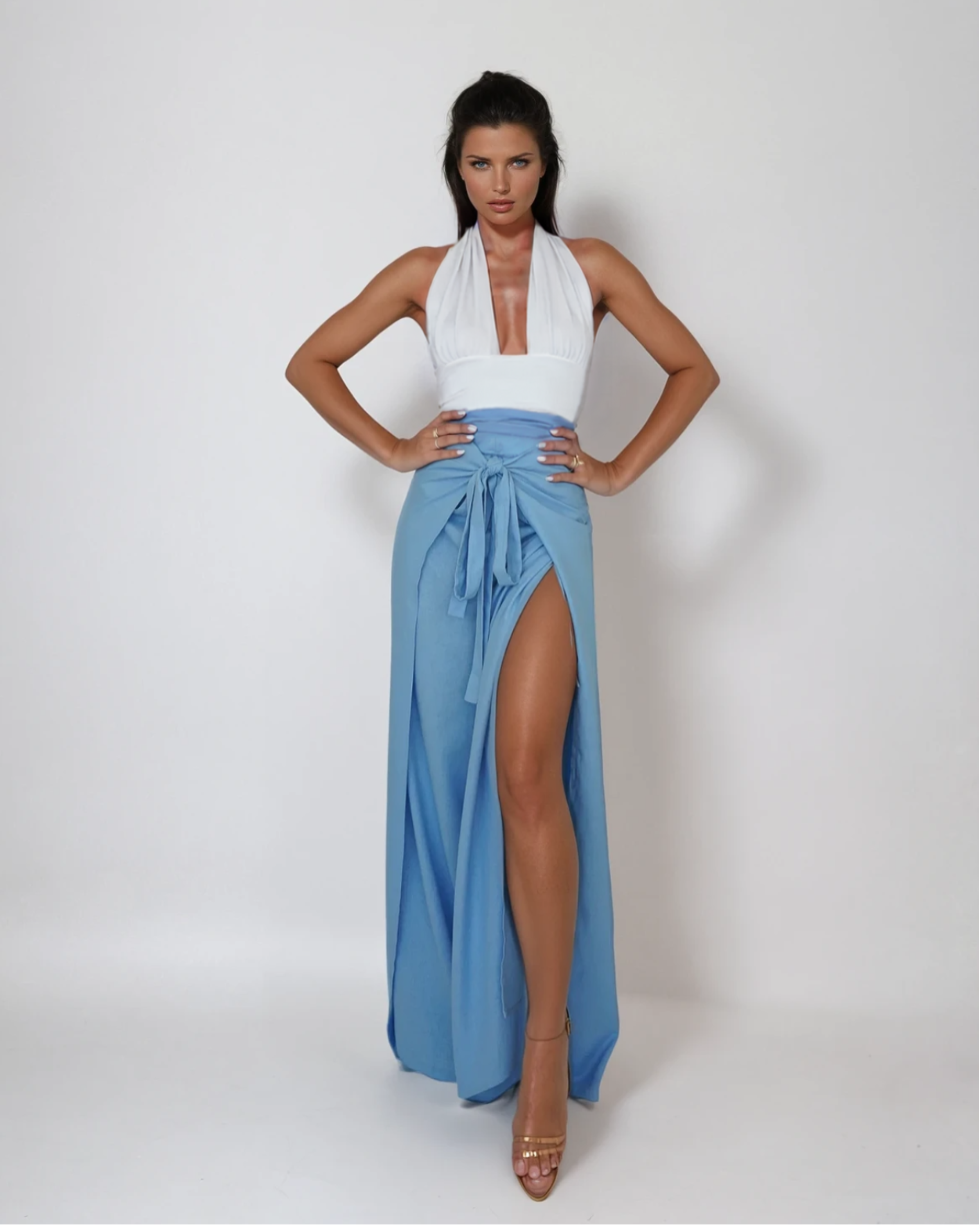 Pant to Jumpsuit - Blue Linen