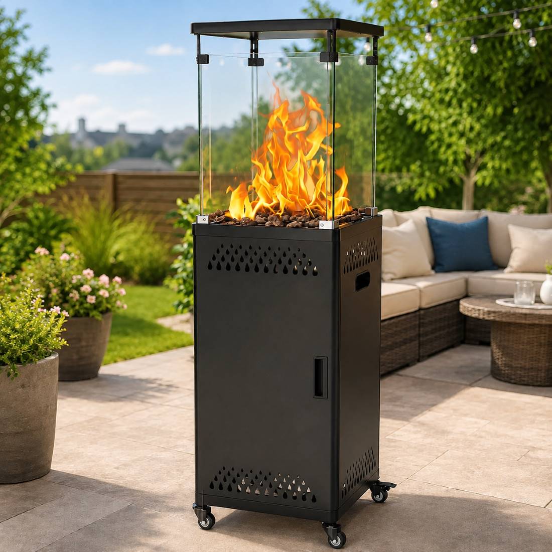 41,000 BTU Propane Patio Heater, Pyra Base with Wheels, CSA Certified