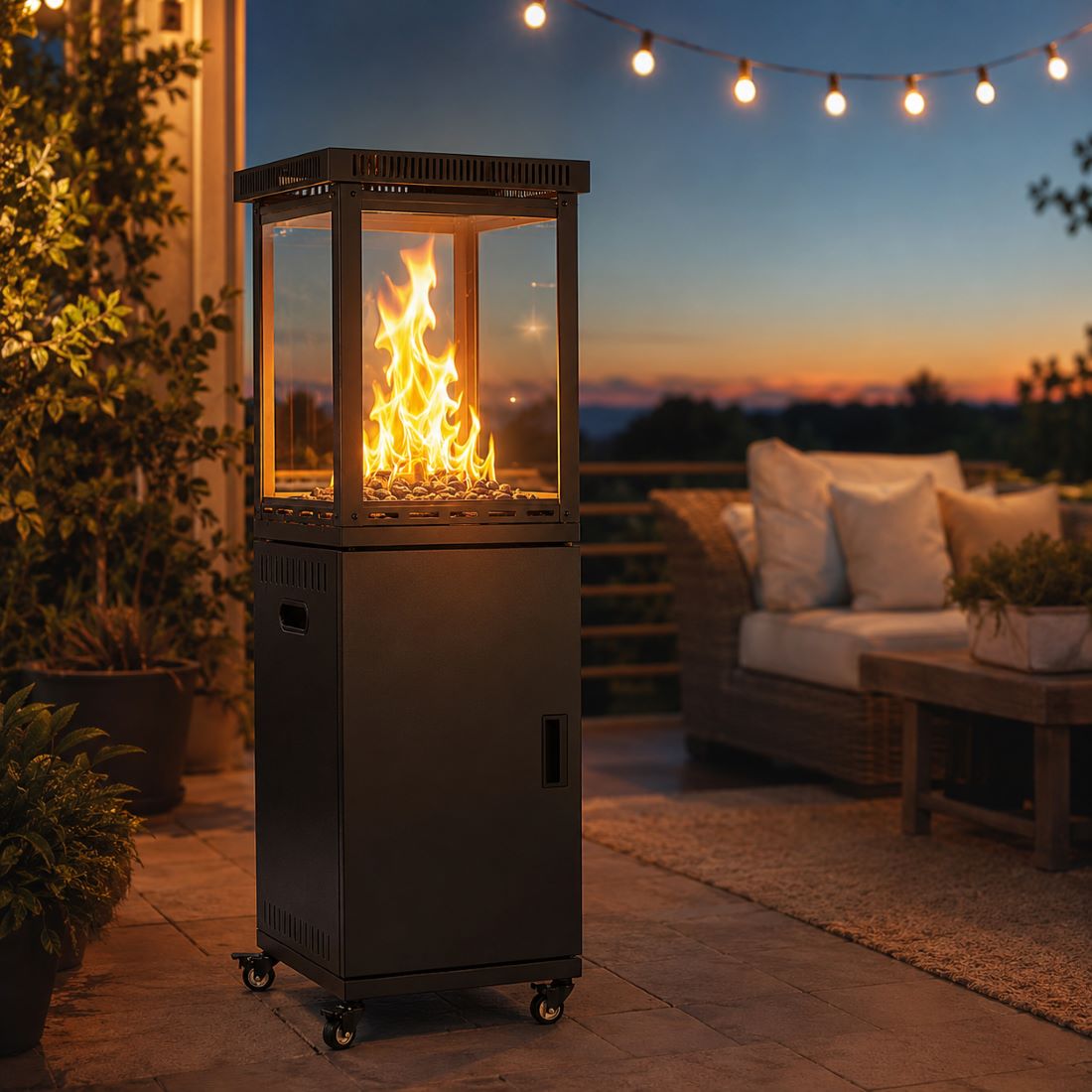 Propane Patio Heater 41,000 BTU, Pyra Base with Wheels, CSA Certified