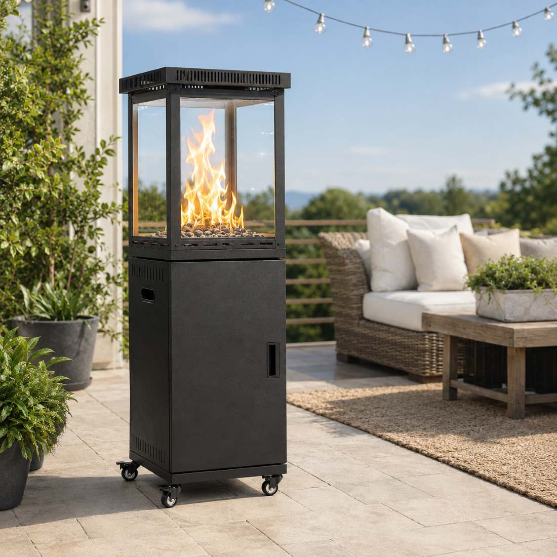 41,000 BTU Propane Patio Heater, Pyra Base with Wheels, CSA Certified