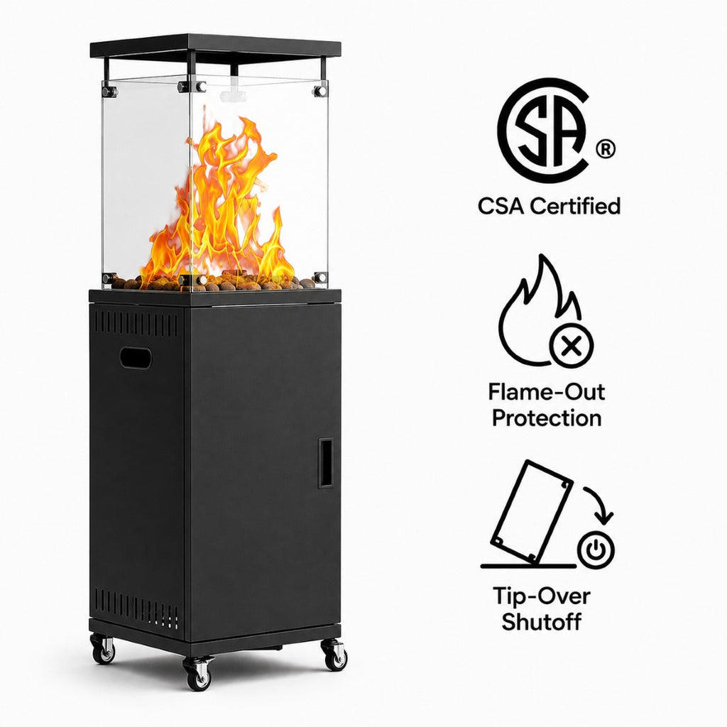 Propane Patio Heater 41,000 BTU, Pyra Base with Wheels, CSA Certified