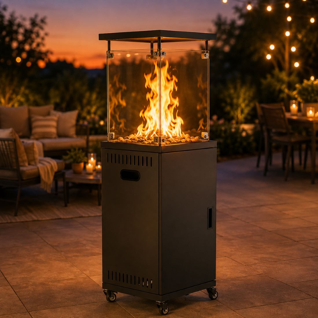 41,000 BTU Propane Patio Heater, Pyra Base with Wheels, CSA Certified