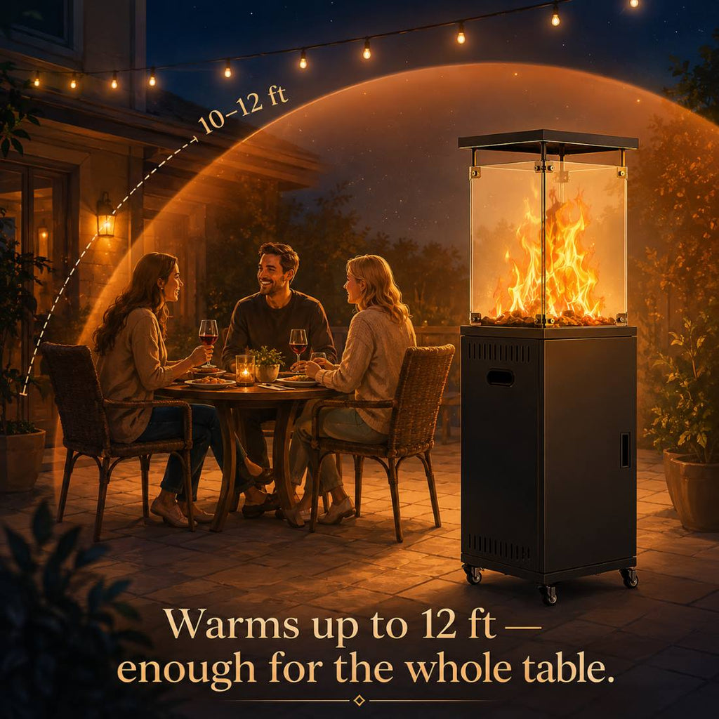 Propane Patio Heater 41,000 BTU, Pyra Base with Wheels, CSA Certified