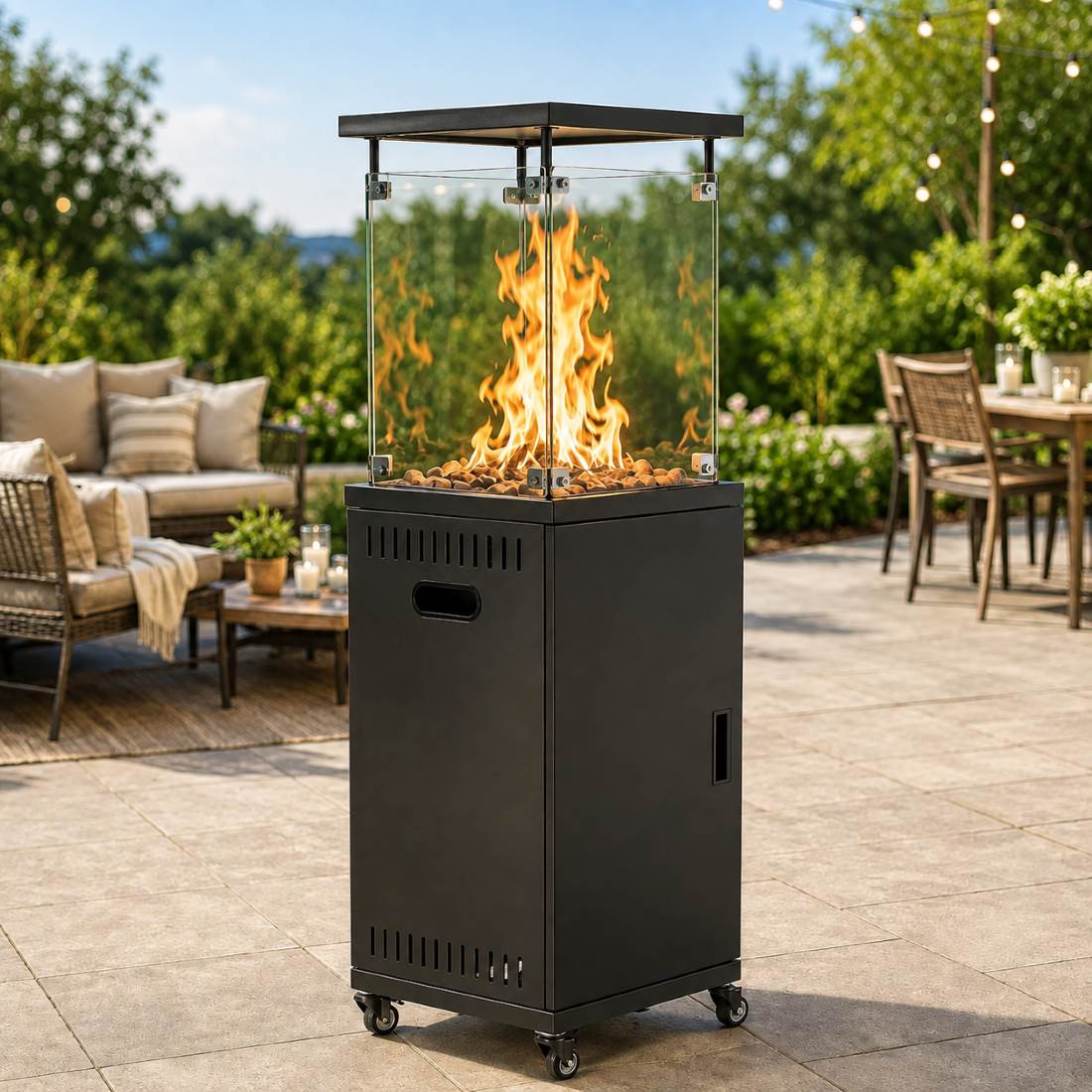 41,000 BTU Propane Patio Heater, Pyra Base with Wheels, CSA Certified