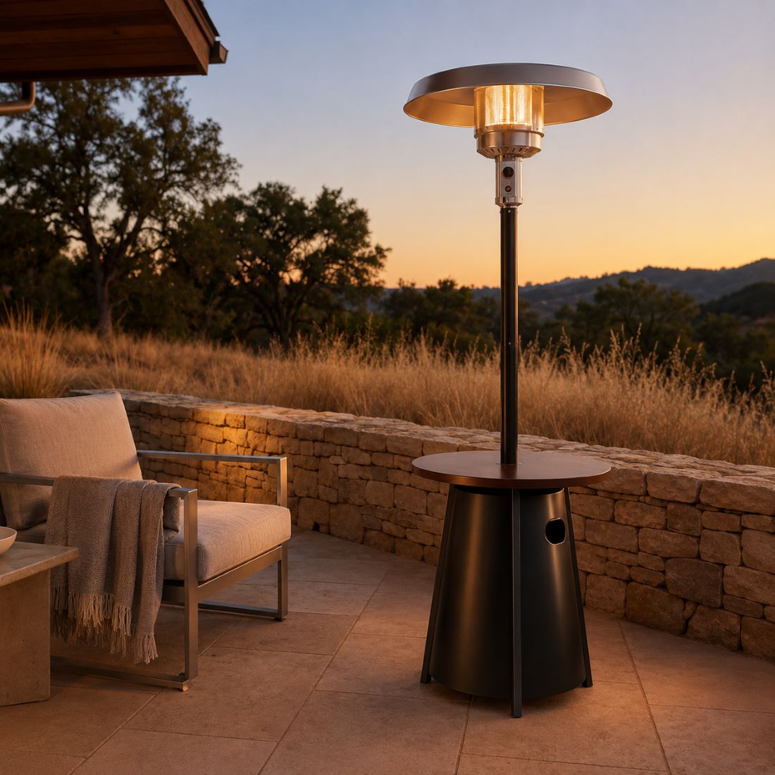 Propane Patio Heater 50,000 BTU, Round Table, CSA Certified