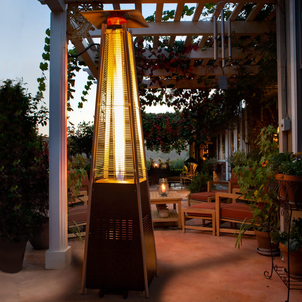 Propane Pyramid Patio Heater 48,000 BTU, with Glass Flame Tube