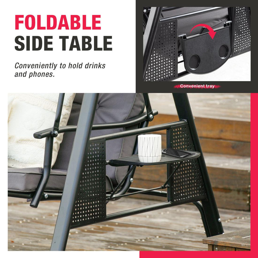 Pamapic 3-Seat Patio Swing Chair with Stand & Adjustable Canopy