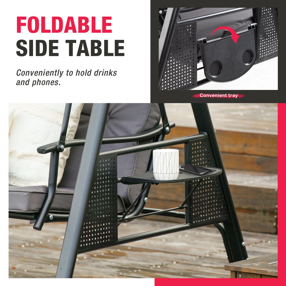 Pamapic 3-Seat Patio Swing Chair with Stand & Adjustable Canopy