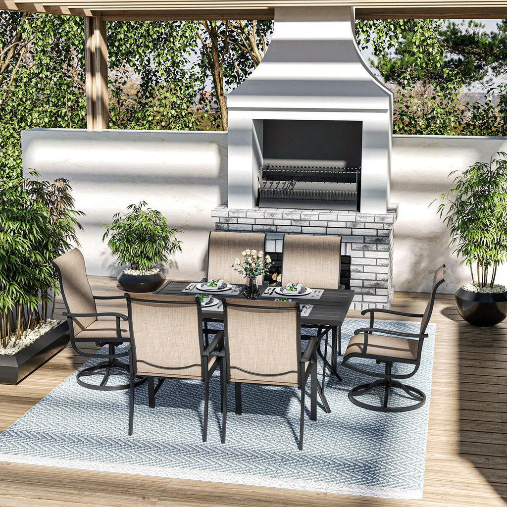 Lume Textilene Outdoor Dining Set, 7-Piece, 2 Swivel