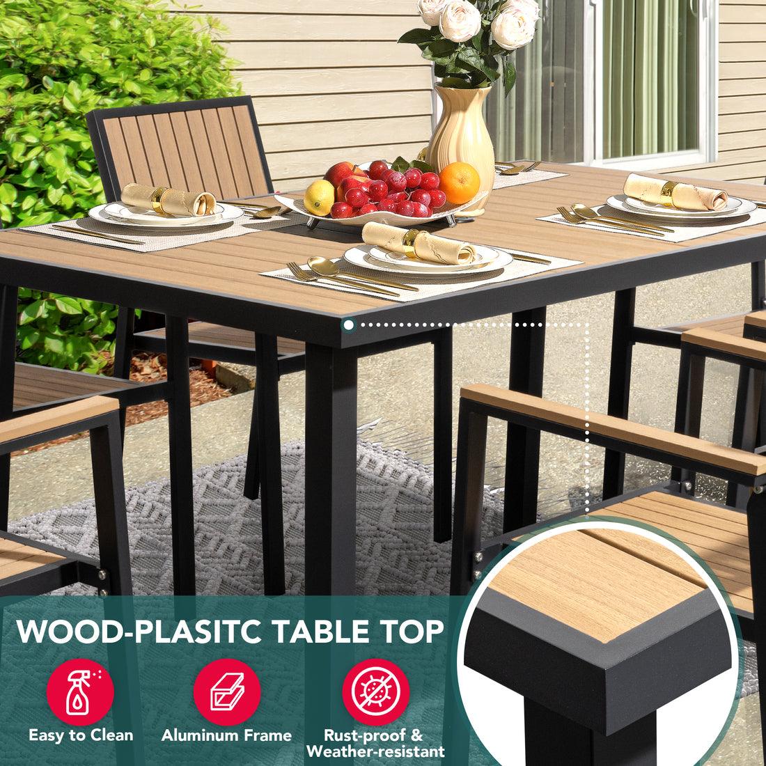 Pamapic Aluminum and Plastic-Wood Outdoor Dining Table Set