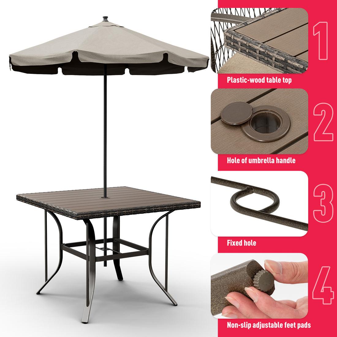 Pamapic Outdoor Dining Sets for 4 with Iron Frame &  Rattan Backrest