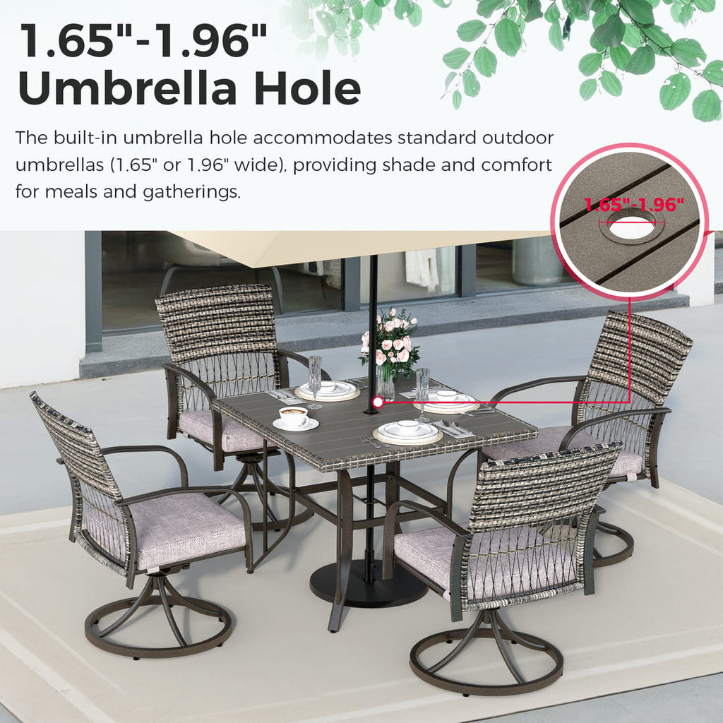 Pamapic Outdoor Dining Table with 4 Swivel Chairs (5 Pieces)