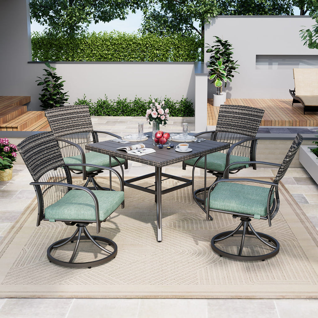 Pamapic Outdoor Dining Table with 4 Swivel Chairs (5 Pieces)