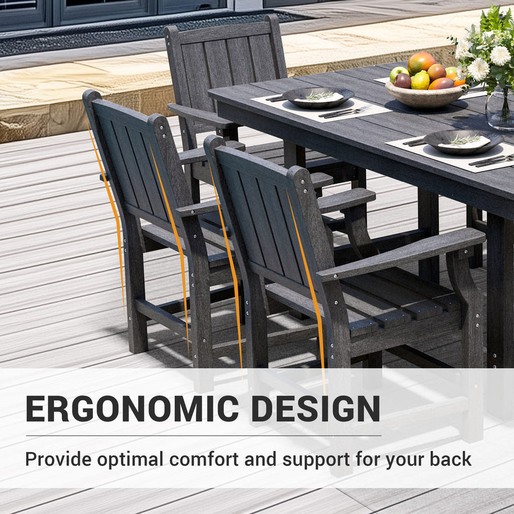 Corex HDPE Outdoor Dining Set, 7-Piece, Gray