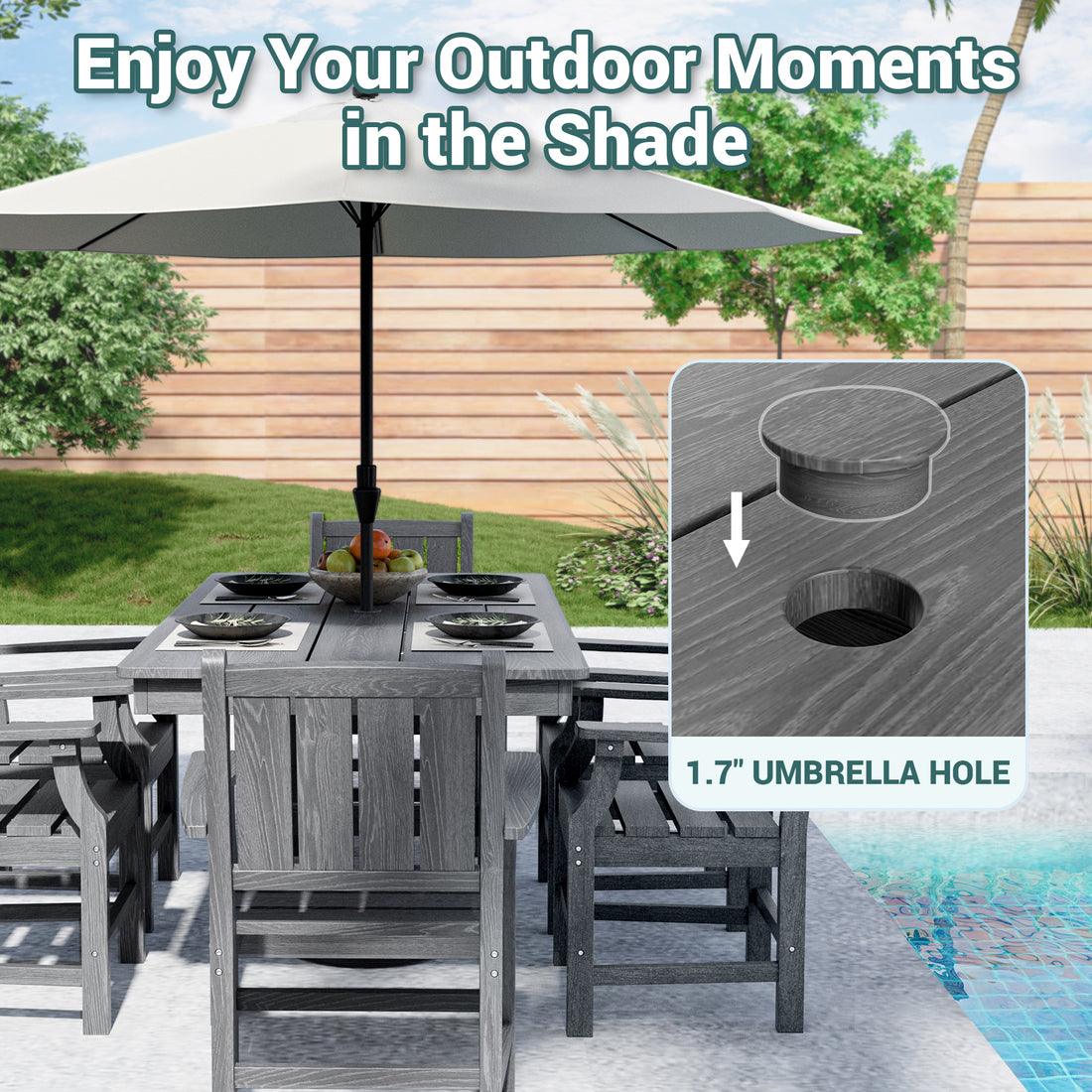 Pamapic 2 in 1 Patio Swing with 7 Pieces HDPE Dining Sets