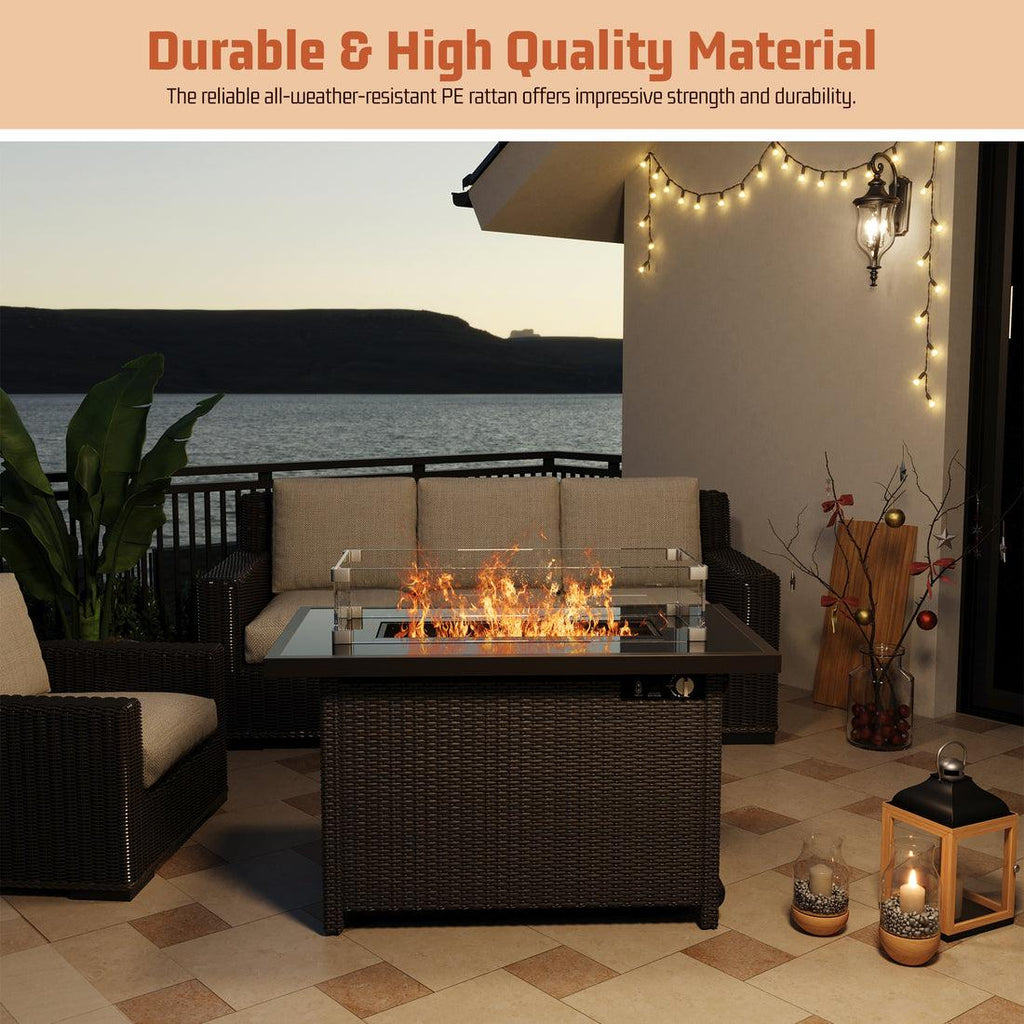 Pamapic Outdoor Sectional Couch Set with Fire Pit Table