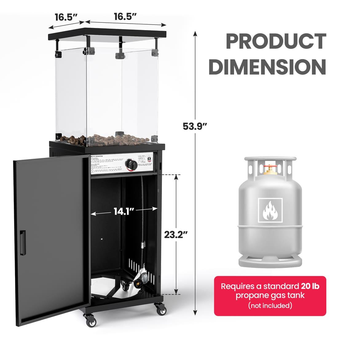 Pamapic 41000 BTU Short Patio Heater Propane with Cover & Lockable Wheels for Deck, Porch