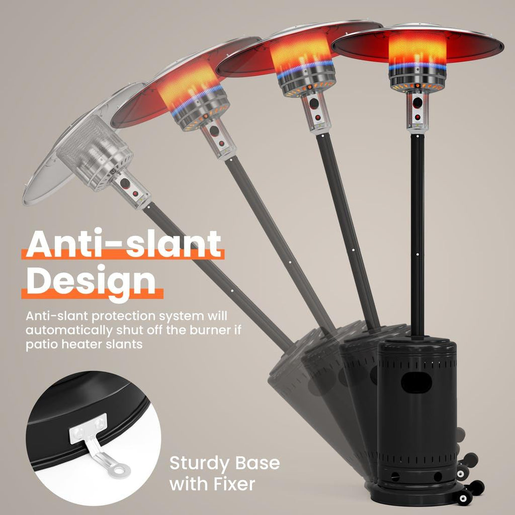 Pamapic 48000 BTU Propane Freestanding Patio Heater with Cover & Wheels for Outside Decks