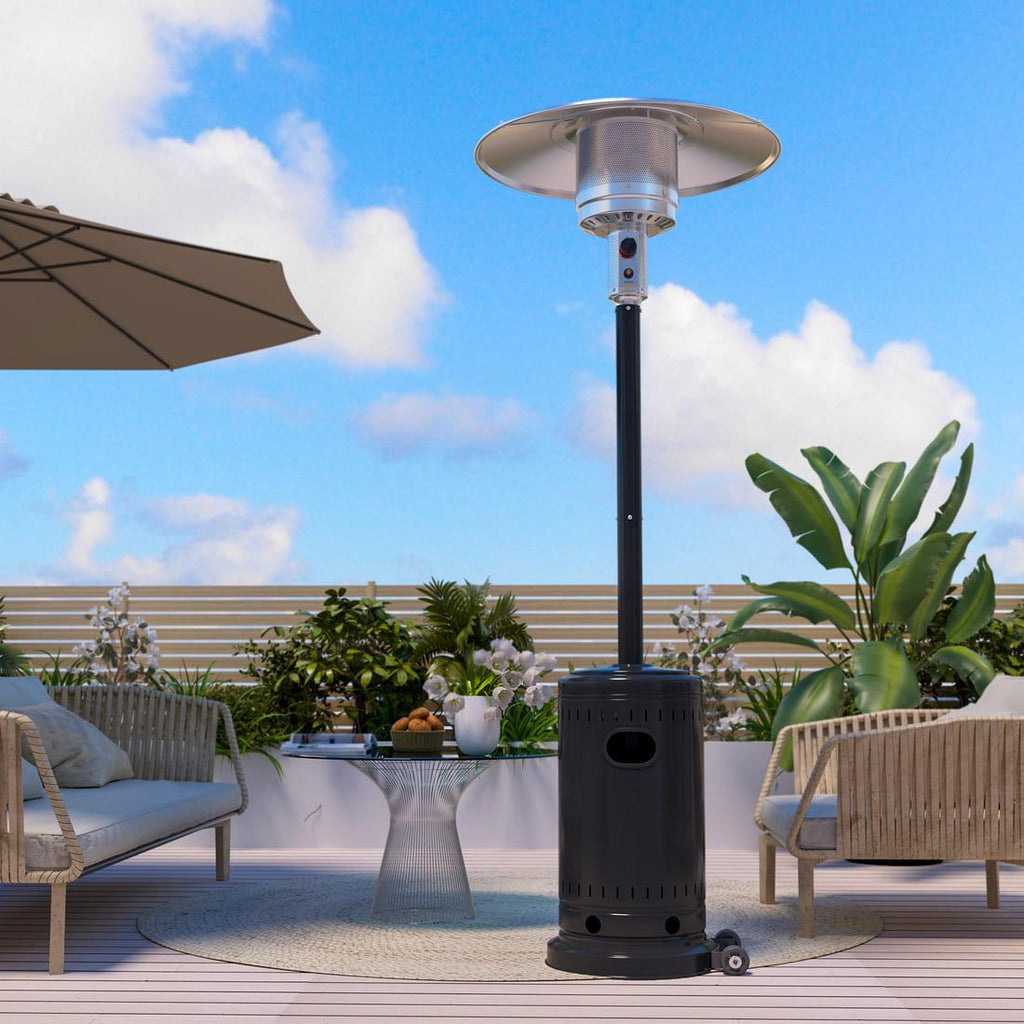 Pamapic 48000 BTU Propane Freestanding Patio Heater with Cover & Wheels for Outside Decks