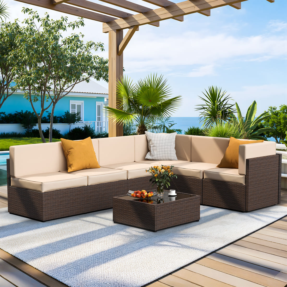 Axis 106.2" Classic Outdoor Sectional Set, 7-Piece