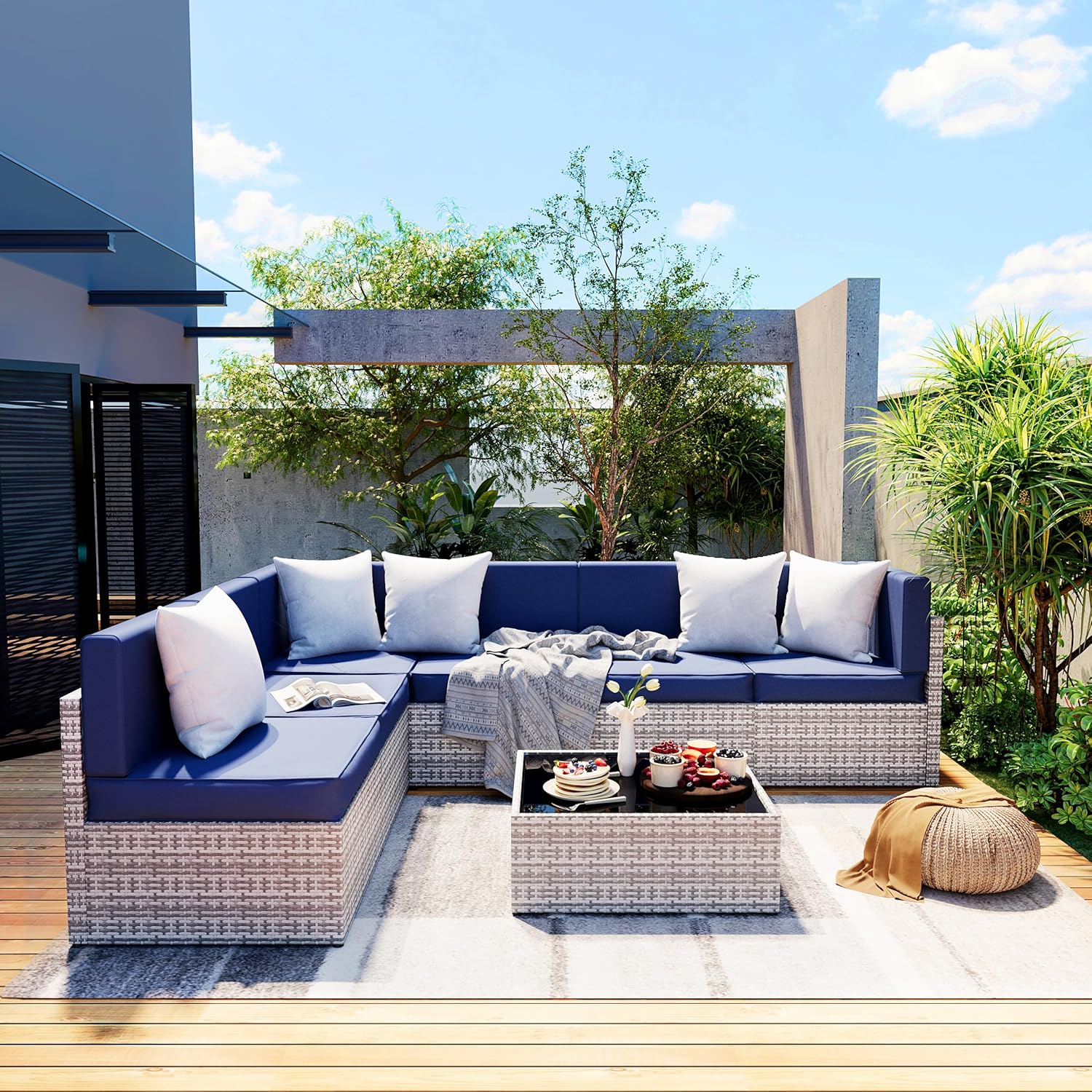 Axis 106.2" Classic Outdoor Sectional Set, 7-Piece