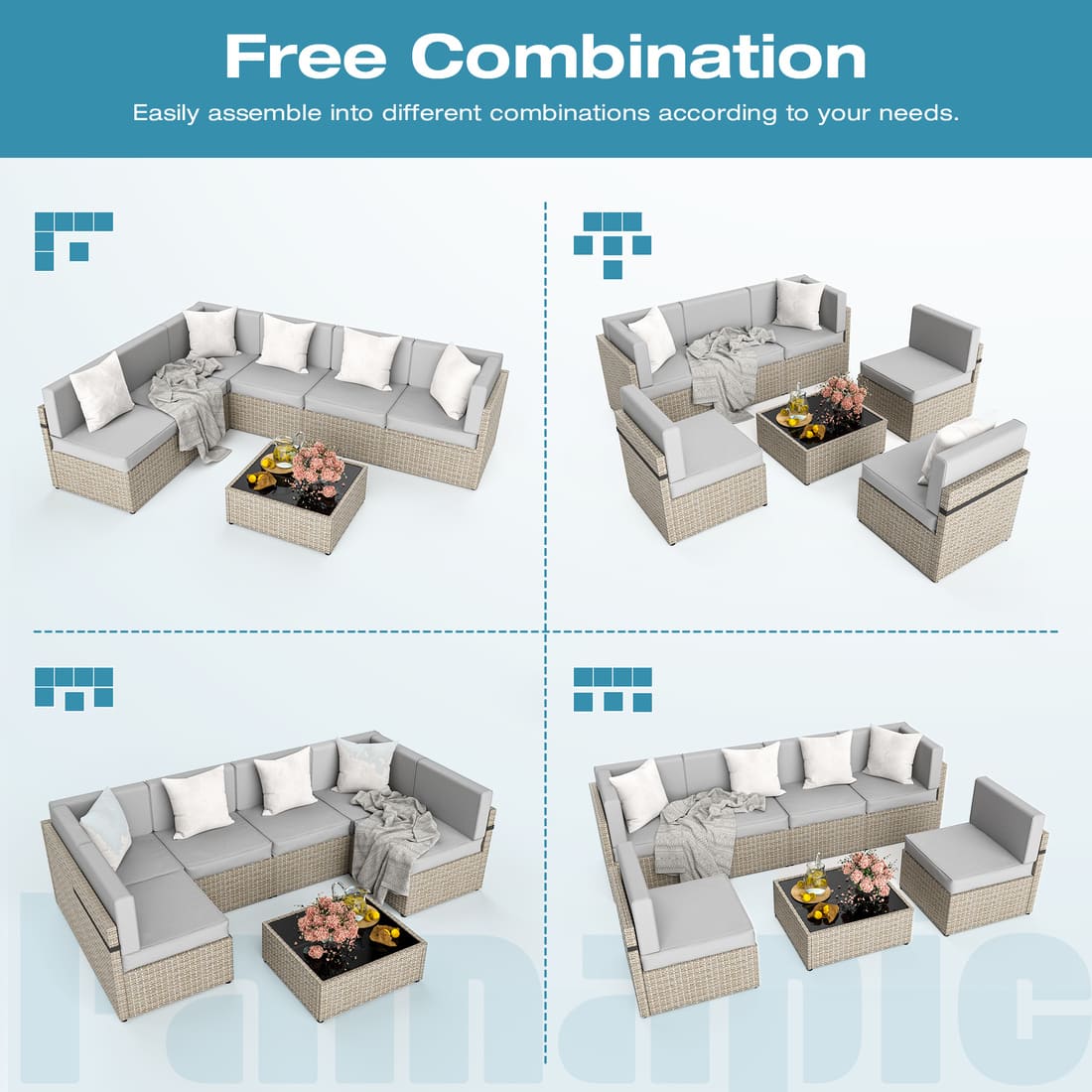 Axis 106.2" Classic Outdoor Sectional Set, 7-Piece