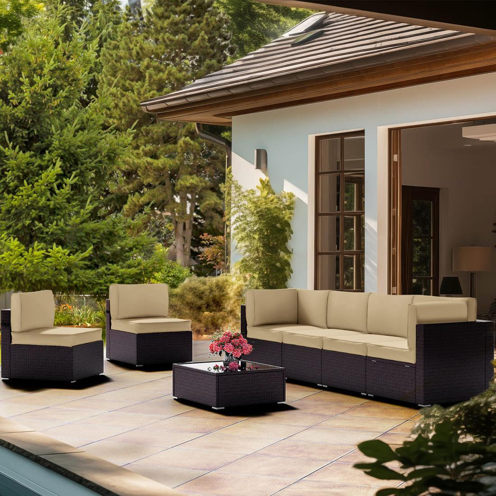 Pamapic 14 Pieces Replacement Cushions for Patio Furniture, Waterproof UV Resistant