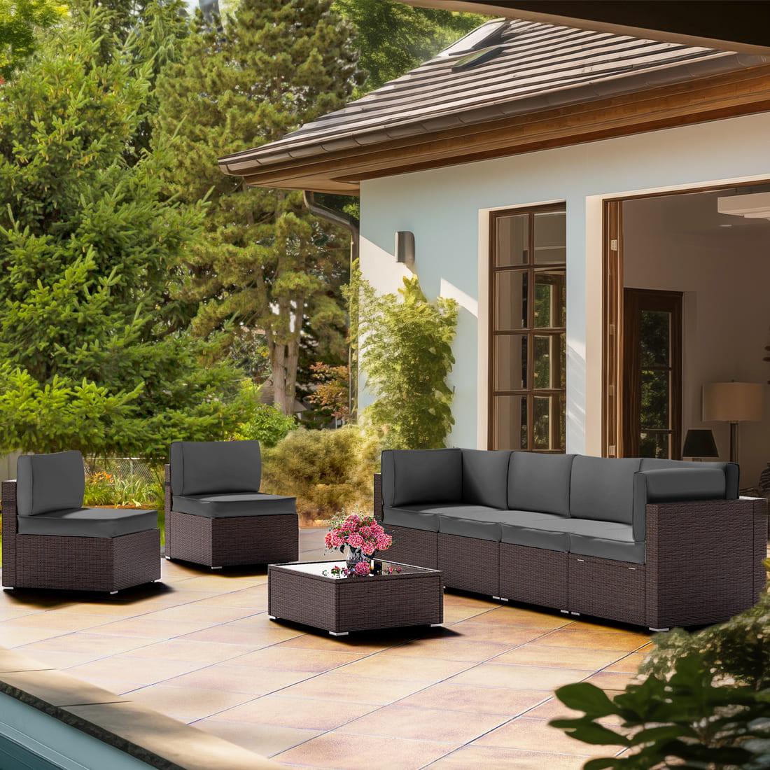 Pamapic 14 Pieces Replacement Cushions for Patio Furniture, Waterproof UV Resistant