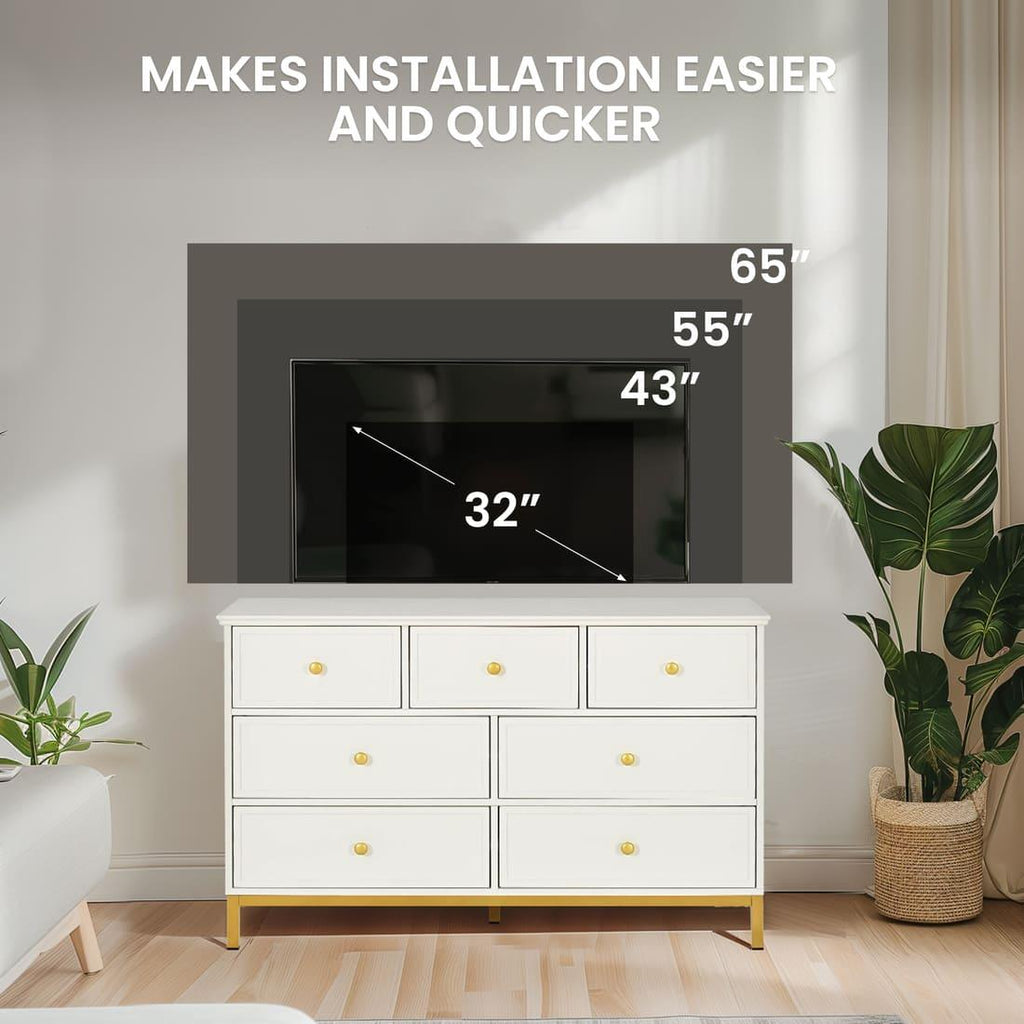 Pamapic 7-Drawer Dresser TV Stand, White