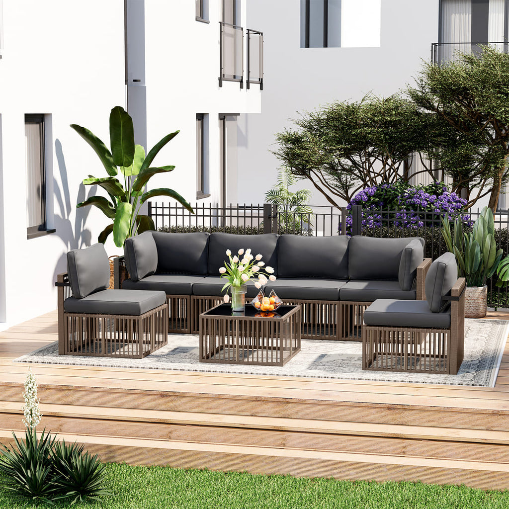 Pamapic Wicker Outdoor Sectional Sofa