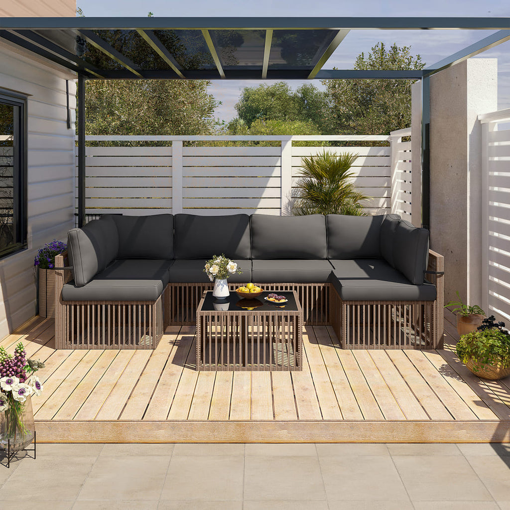 Pamapic Wicker Outdoor Sectional Sofa