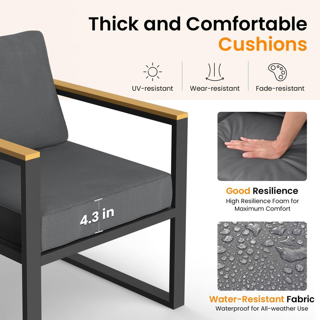 Pamapic 4 Pieces Modern Patio Conversation Sets with Cushion