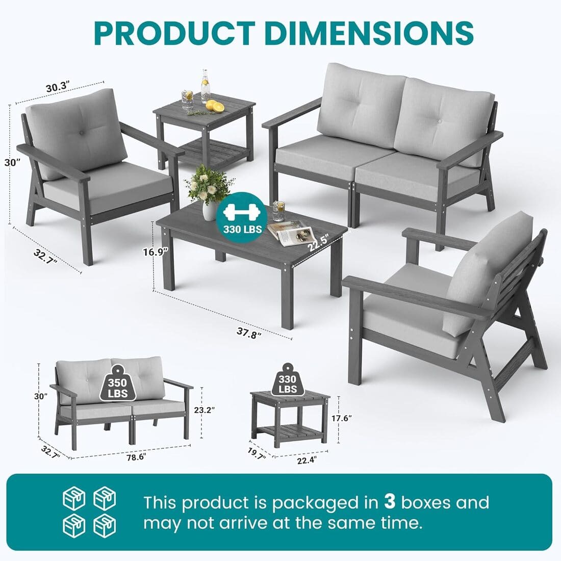 Corex HDPE Outdoor Sectional Sofa, 6-Piece