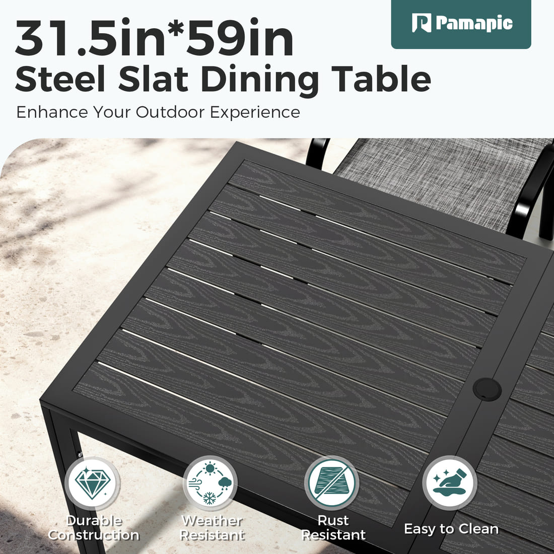 Lume Textilene Stackable Dining Set, 7-Piece