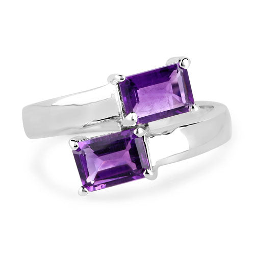1.90 Carat Genuine Amethyst .925 Sterling Silver Ring