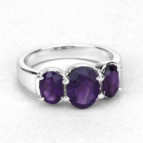 3.20 Carat Genuine Amethyst .925 Sterling Silver Ring
